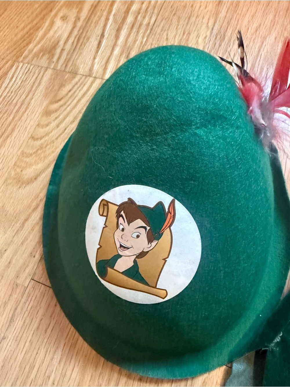 Disney Green Peter Pan Costume with Brown Belt and Feathered Hat - Picture 3 of 13